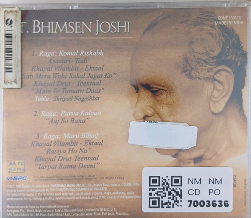 Pt. Bhimsen Joshi - Pt. Bhimsen Joshi: Raga Komal Rishabh, Raga Purva Kalyan, Raga Maru Bihag (CD)