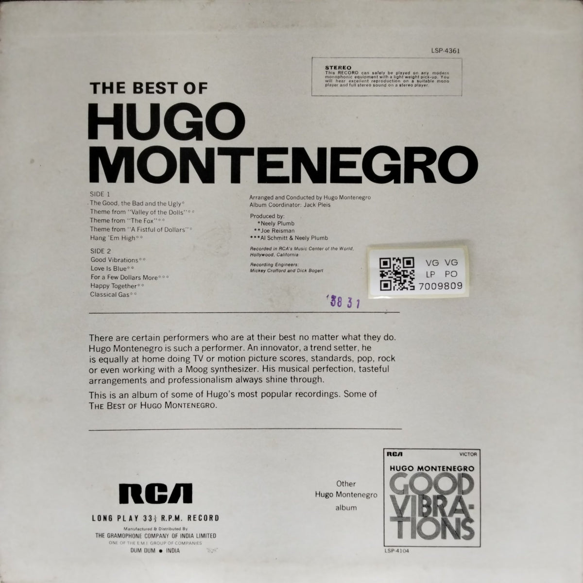 Hugo Montenegro - The Best of Hugo Montenegro (Vinyl)