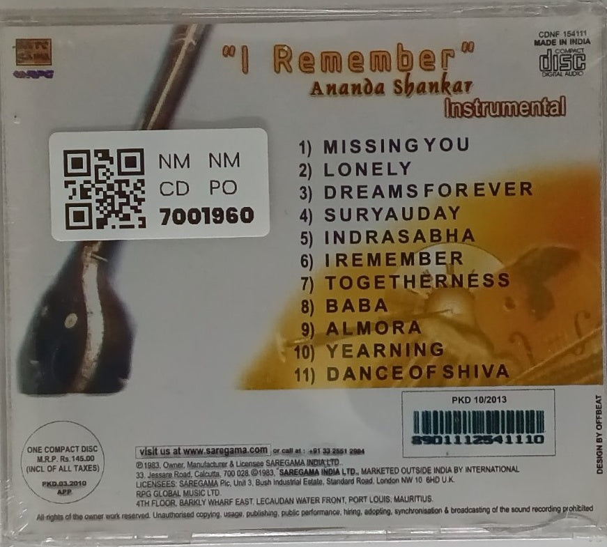 Ananda Shankar - I Remember (CD)