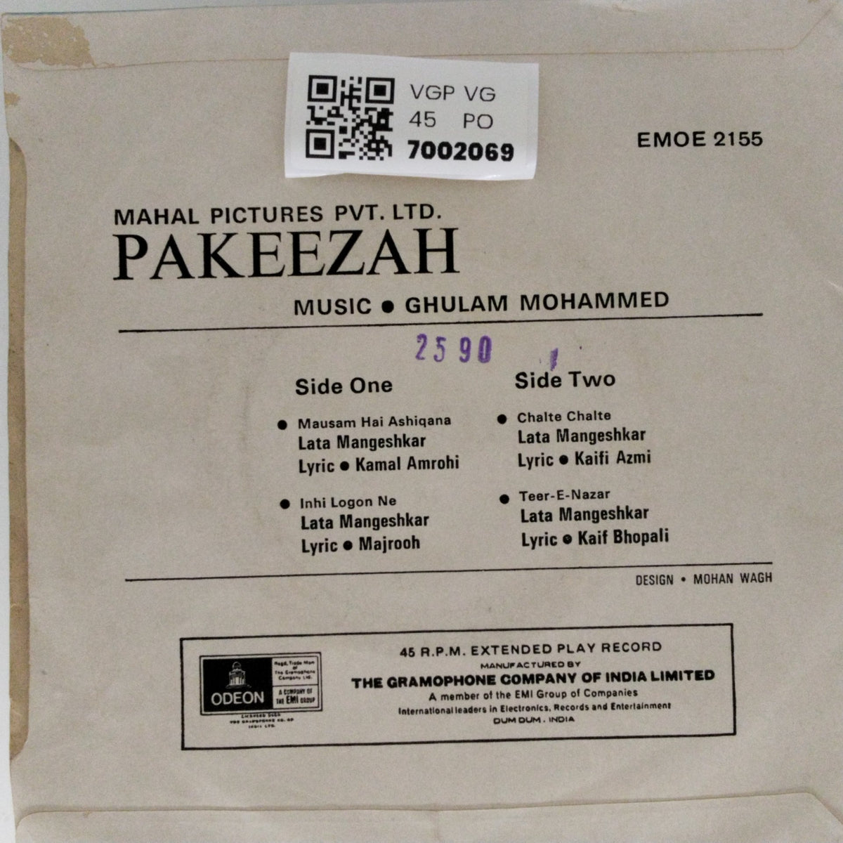 Ghulam Mohammed - Pakeezah (45-RPM)