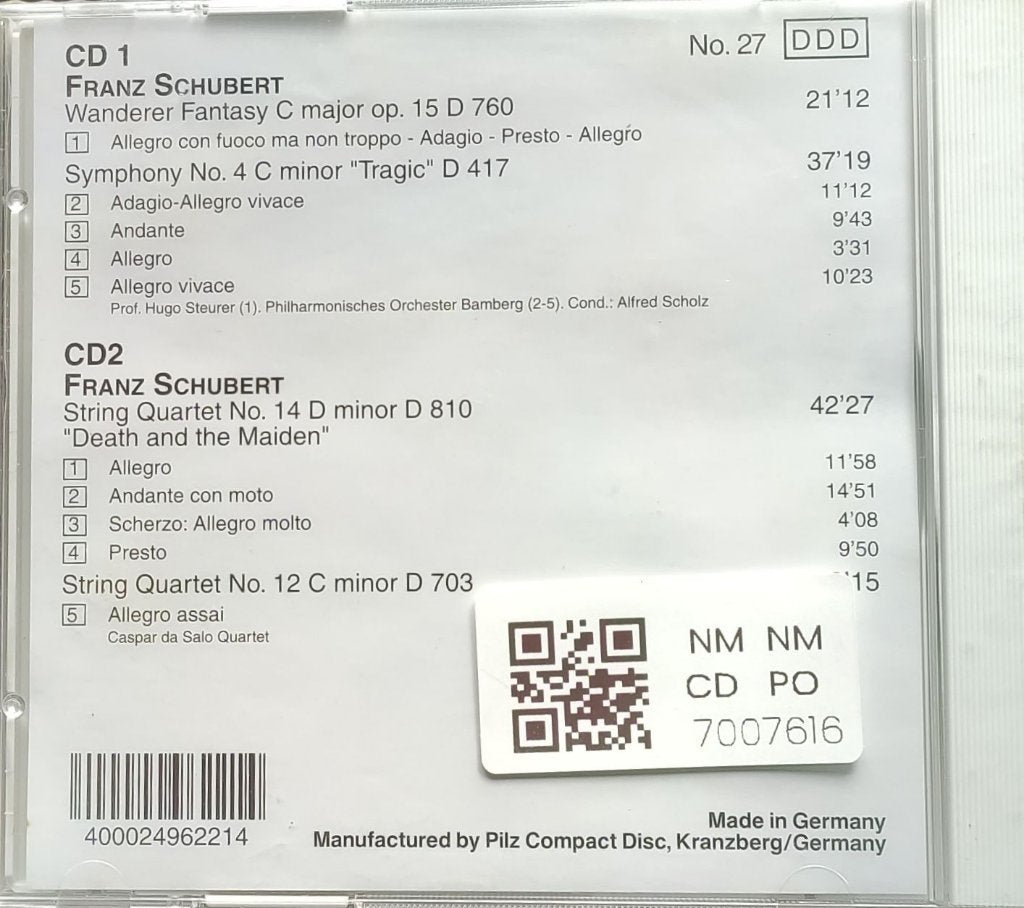 Franz Schubert - CD 1: Symphony No. 4 "Tragic" / CD 2: Death And The Maiden (CD)