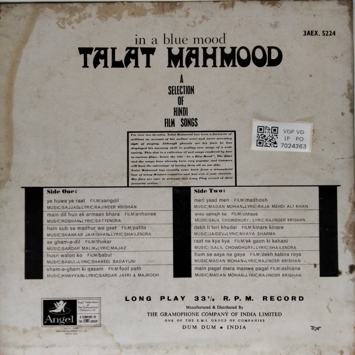 Talat Mahmood - In A Blue Mood (Vinyl)