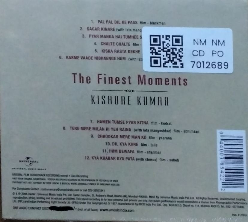 Kishore Kumar - The Finest Moments (CD)