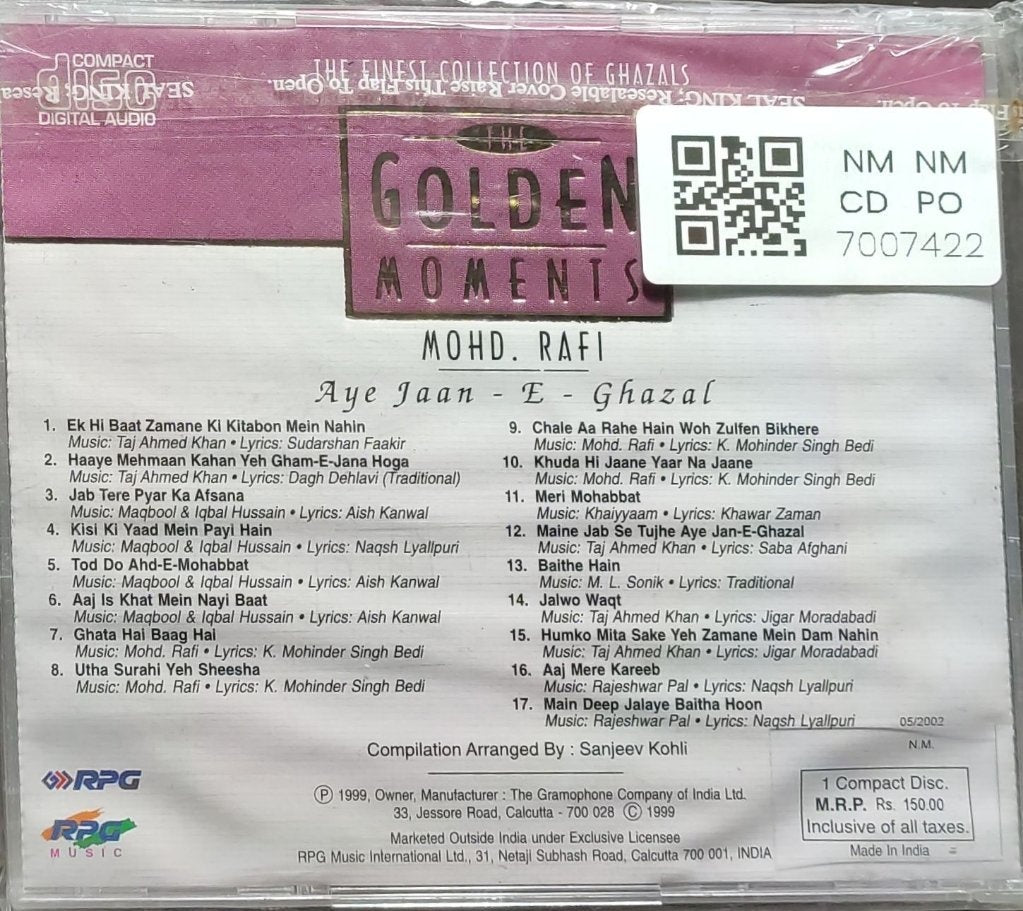 Mohd. Rafi - Aye Jaan-E-Ghazal (CD)