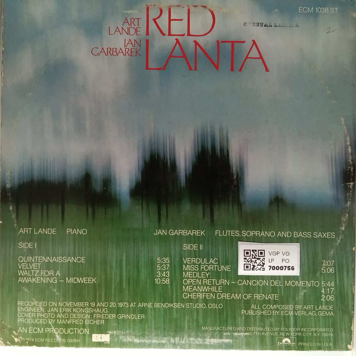 Art Lande, Jan Garbarek - Red Lanta (Vinyl)