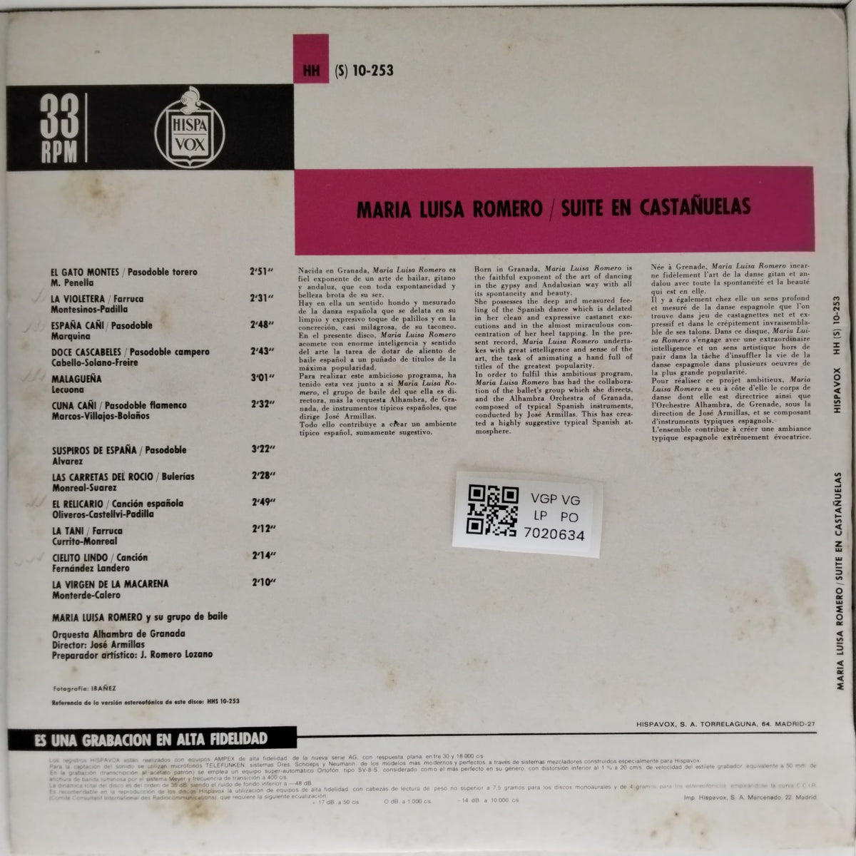 Maria Luisa Romero - Suite en castañuelas (Vinyl)