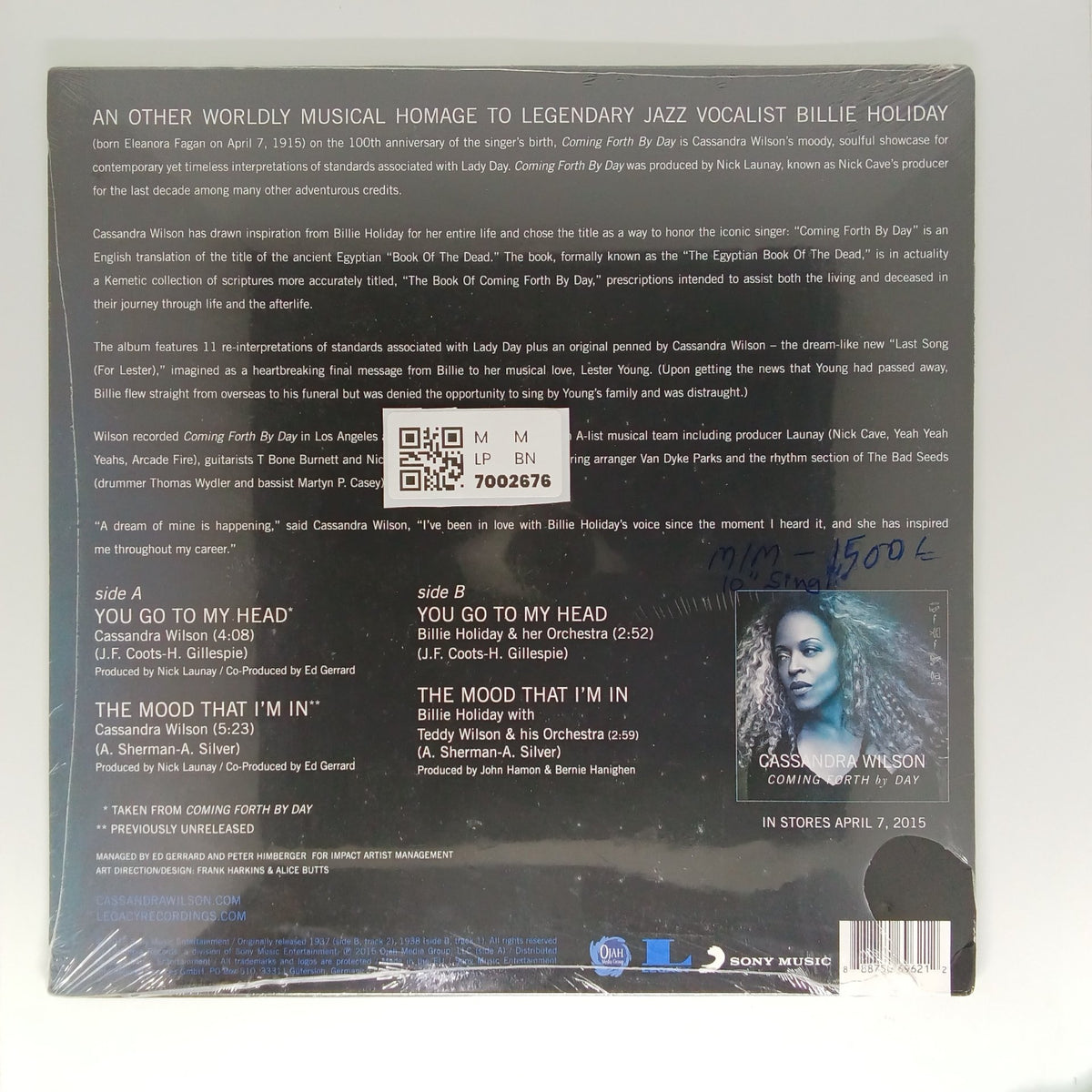 Cassandra Wilson, Billie Holiday - You Go to My Head / The Mood That I'm In (Vinyl)