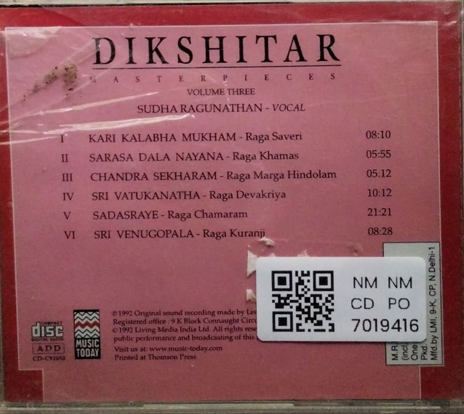 Sudha Ragunathan - Dikshitar Masterpieces Volume Three (CD)