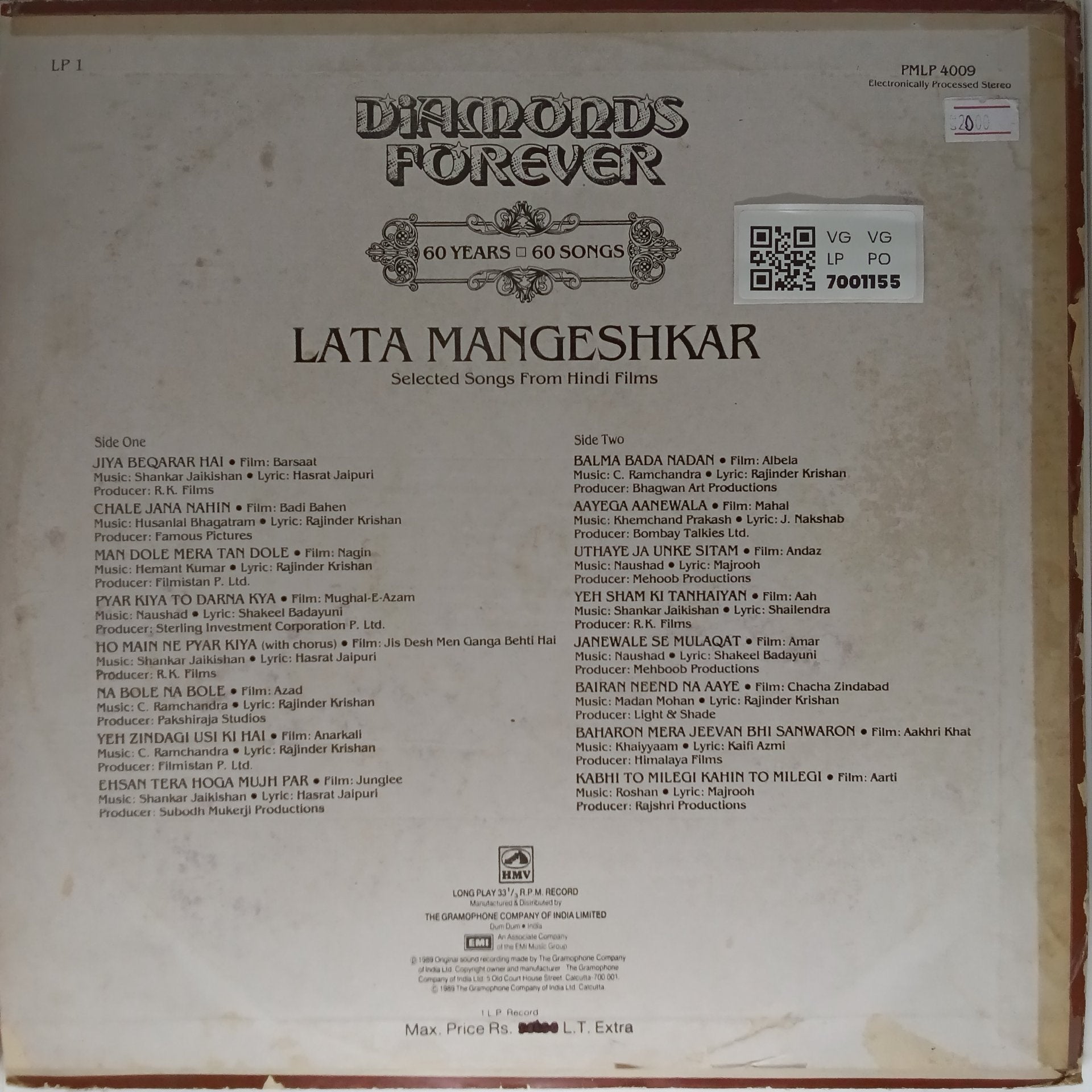 Lata Mangeshkar - Diamonds Forever - Vol. 1 (Vinyl)