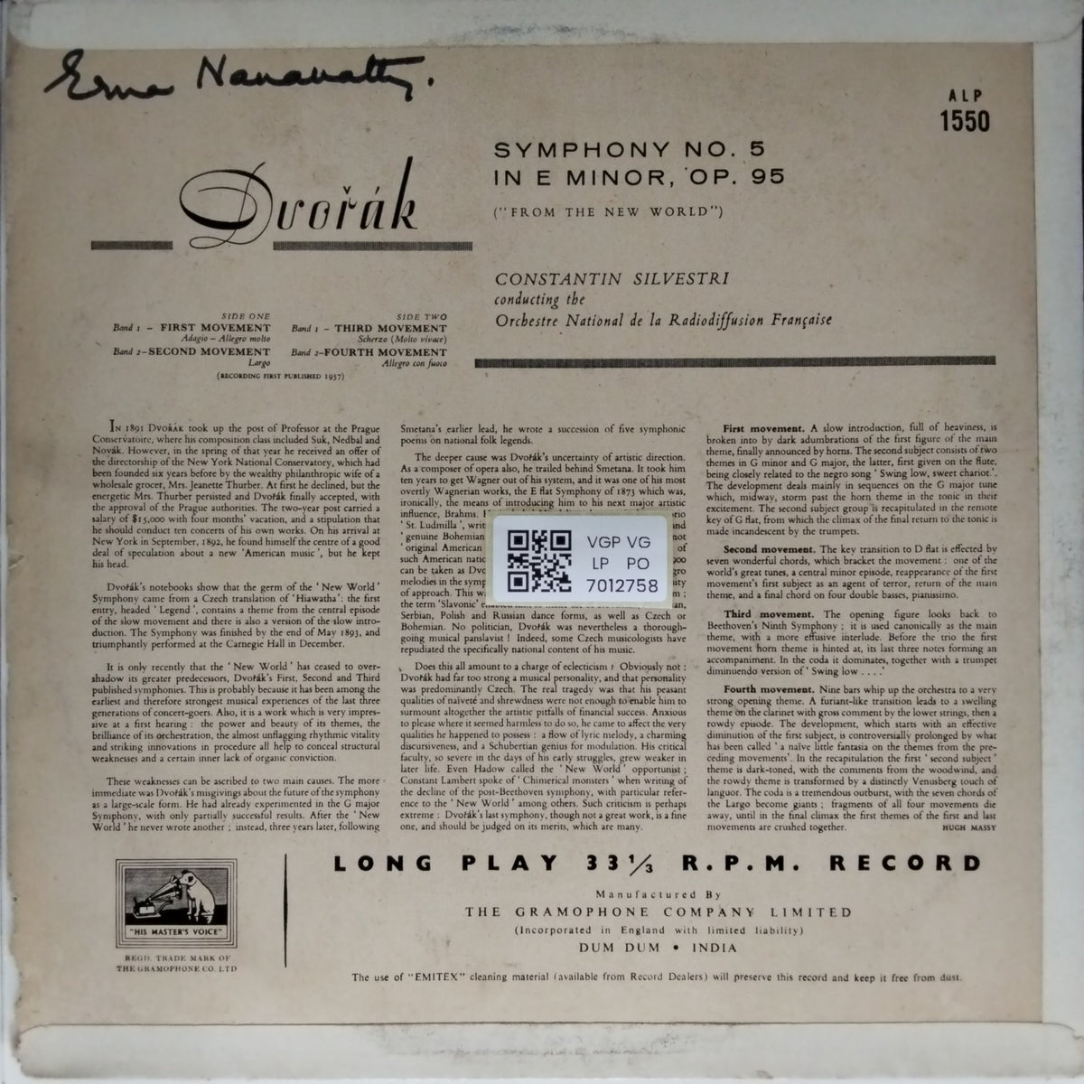 Constantin Silvestri - Dvořák 'New World' Symphony (Vinyl)
