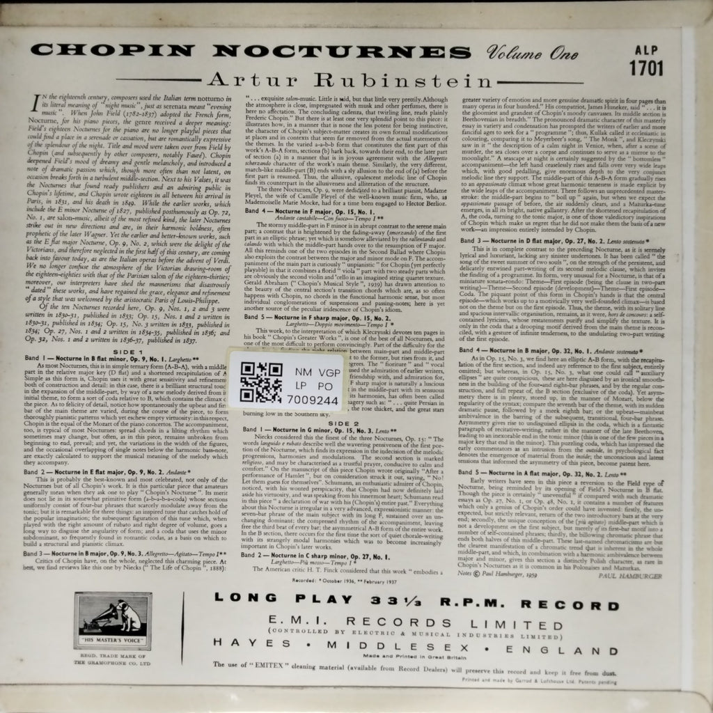 Artur Rubinstein - Chopin Nocturnes Volume One (Vinyl)