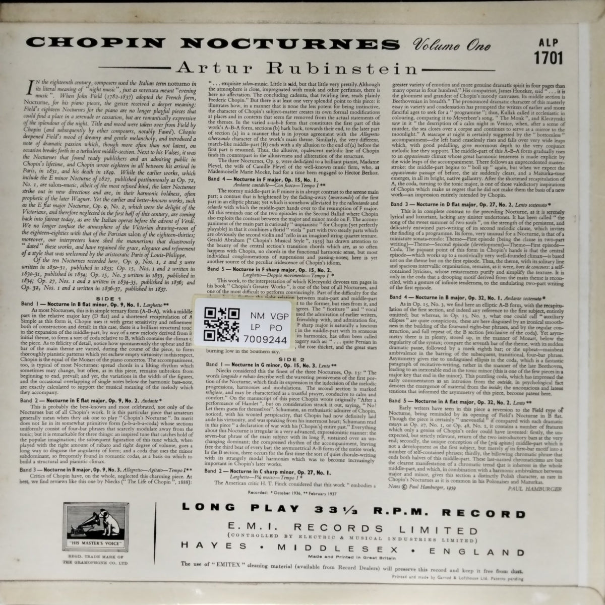 Artur Rubinstein - Chopin Nocturnes Volume One (Vinyl)