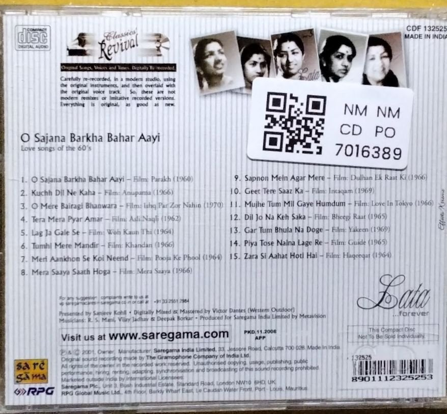 Lata Mangeshkar - O Sajana Barkha Bahar Aayi (CD)