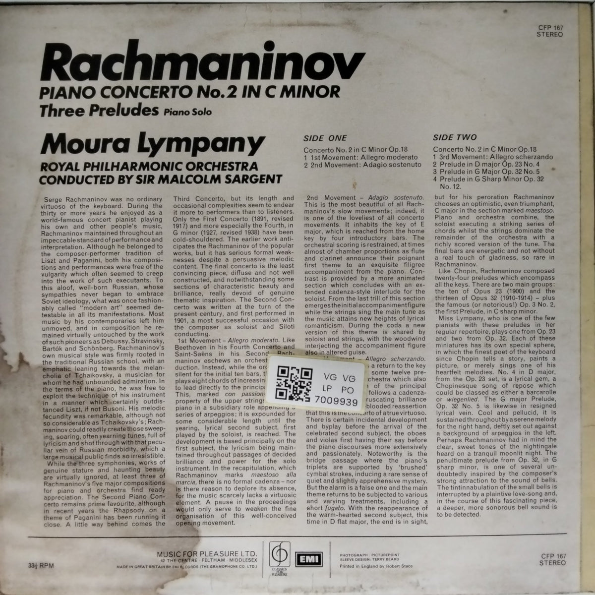Moura Lympany, Royal Philharmonic Orchestra - Rachmaninov Piano Concerto No. 2 / Three Preludes (Vinyl)
