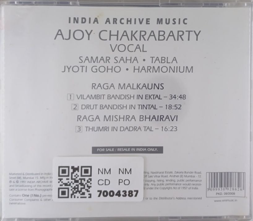 Ajoy Chakrabarty - Raga Malkauns (CD)