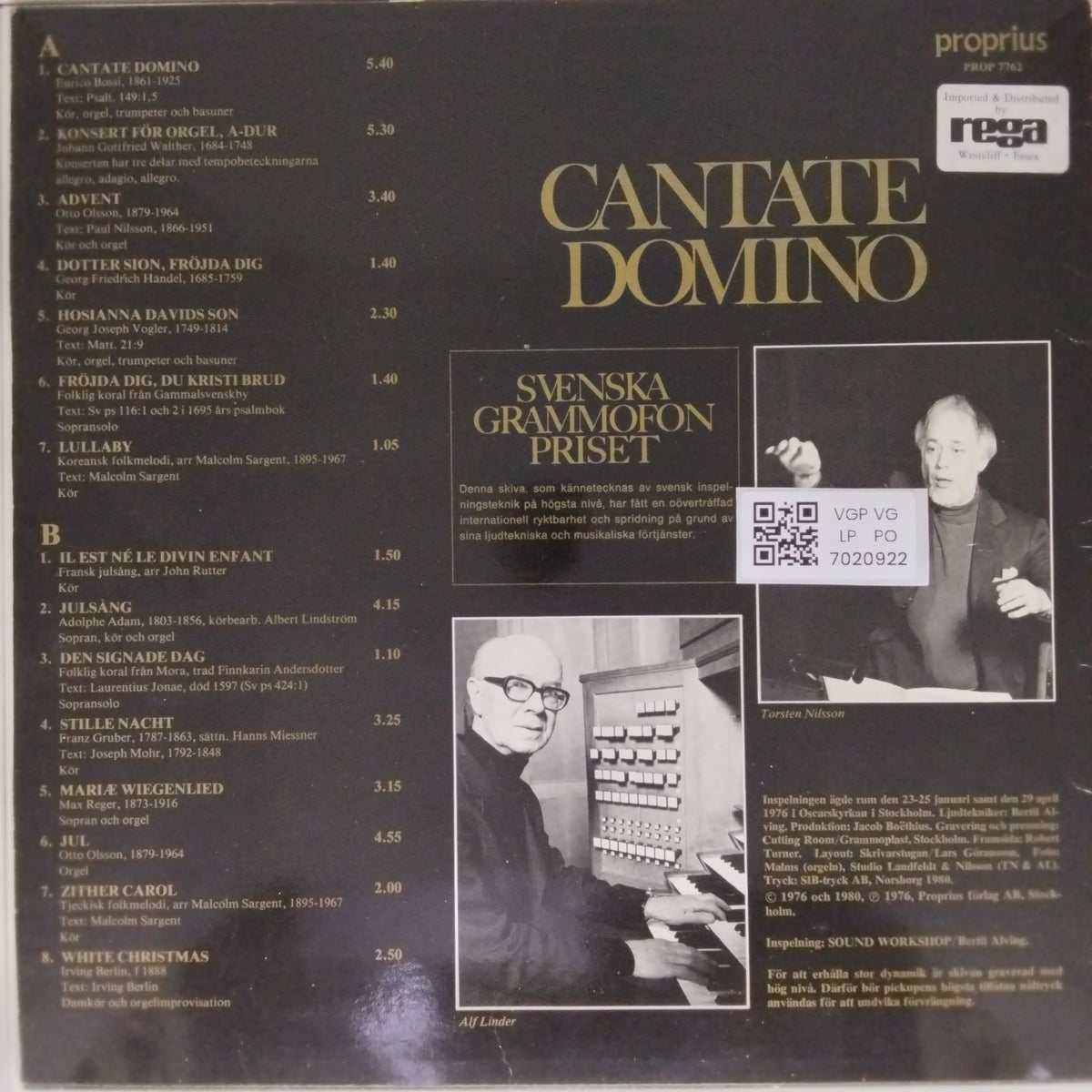 Oscars Motettkör, Torsten Nilsson, Alf Linder, Marianne Mellnäs - Cantate Domino (Vinyl)