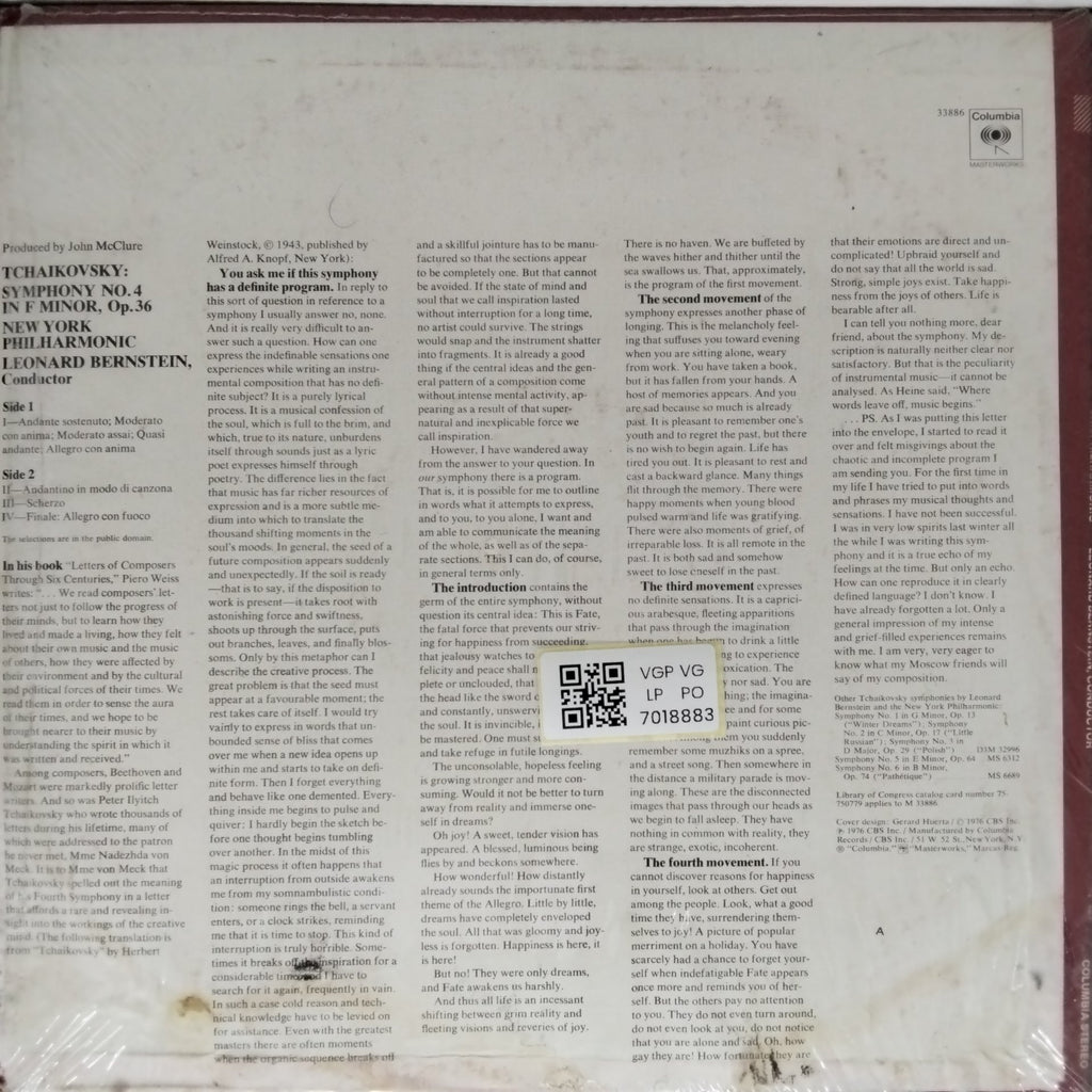 Tchaikovsky, Leonard Bernstein - Symphony No. 4 in F Minor, Op. 36 (Vinyl)