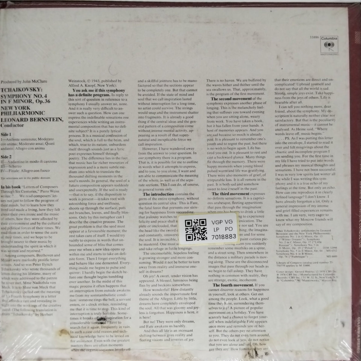 Tchaikovsky, Leonard Bernstein - Symphony No. 4 in F Minor, Op. 36 (Vinyl)