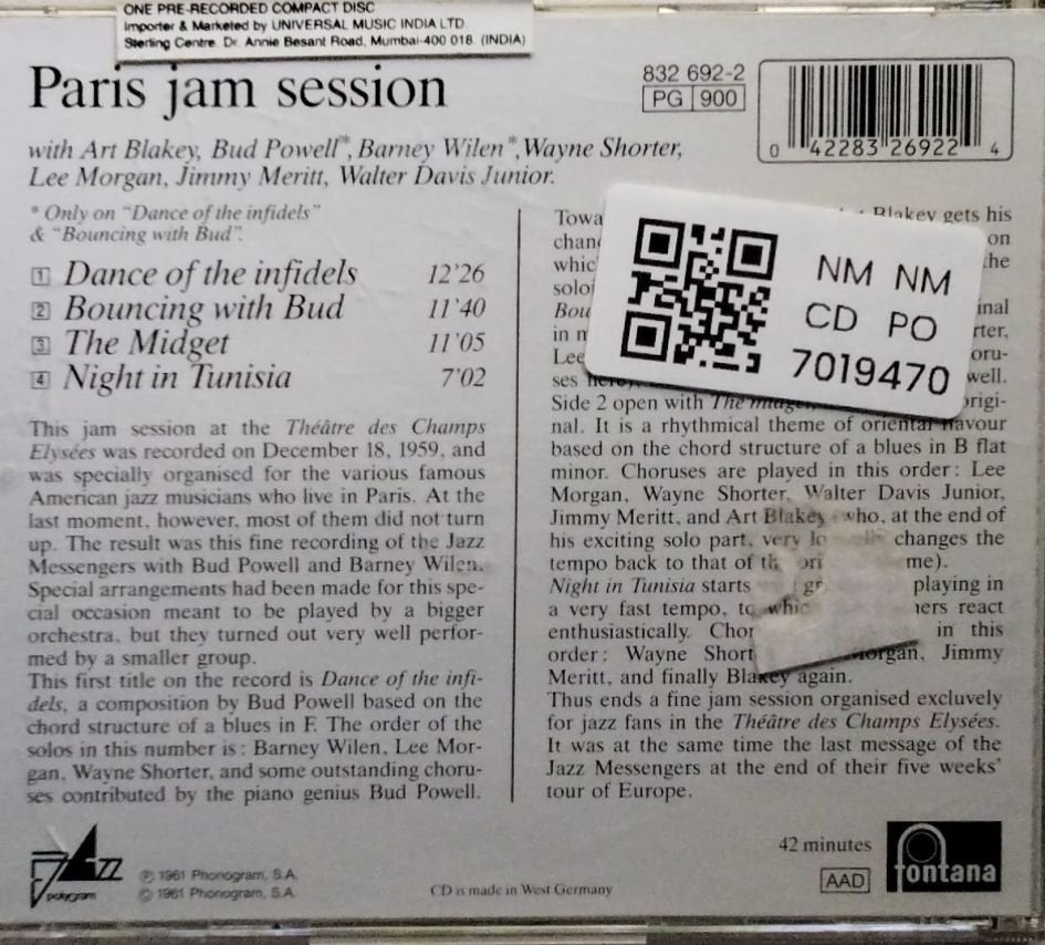 Art Blakey, Bud Powell, Barney Wilen, Wayne Shorter, Lee Morgan - Paris Jam Session (CD)