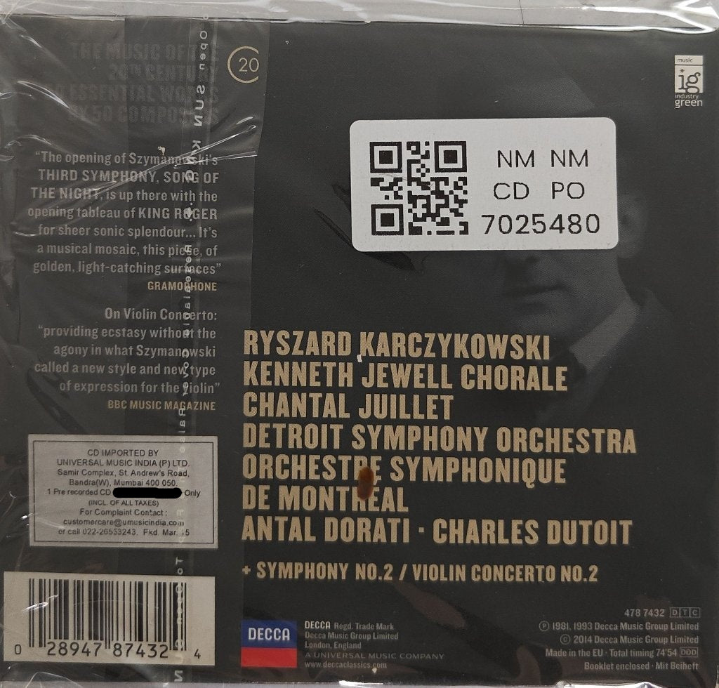 Karol Szymanowski - Symphony No.3 Song of the Night (CD)