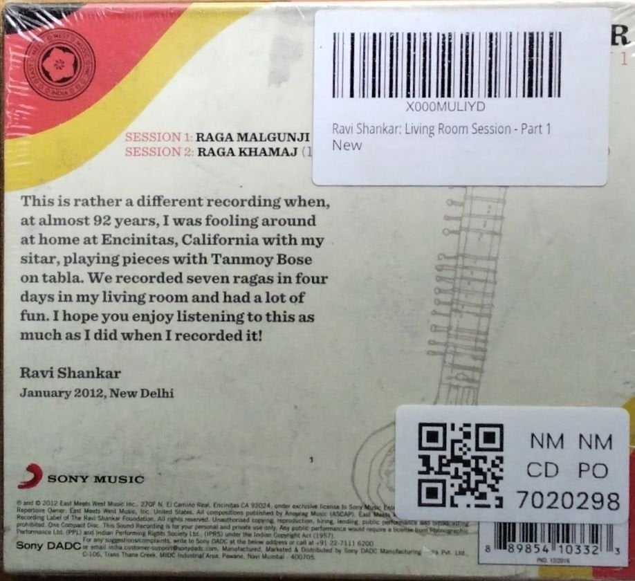 Ravi Shankar - The Living Room Sessions Part 1 (CD)