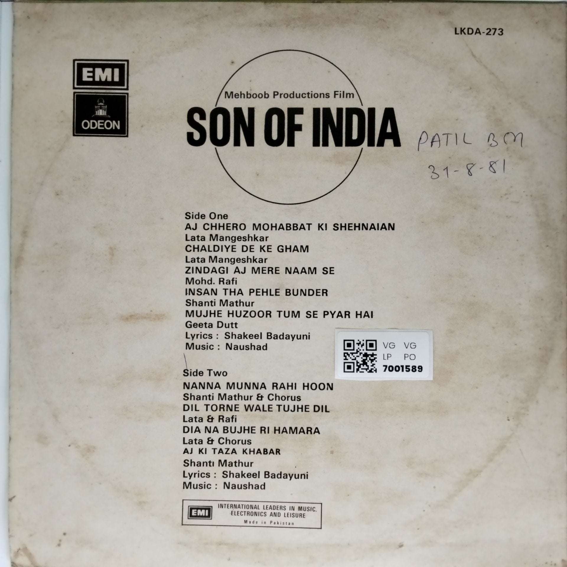 Naushad - Son of India (Vinyl)