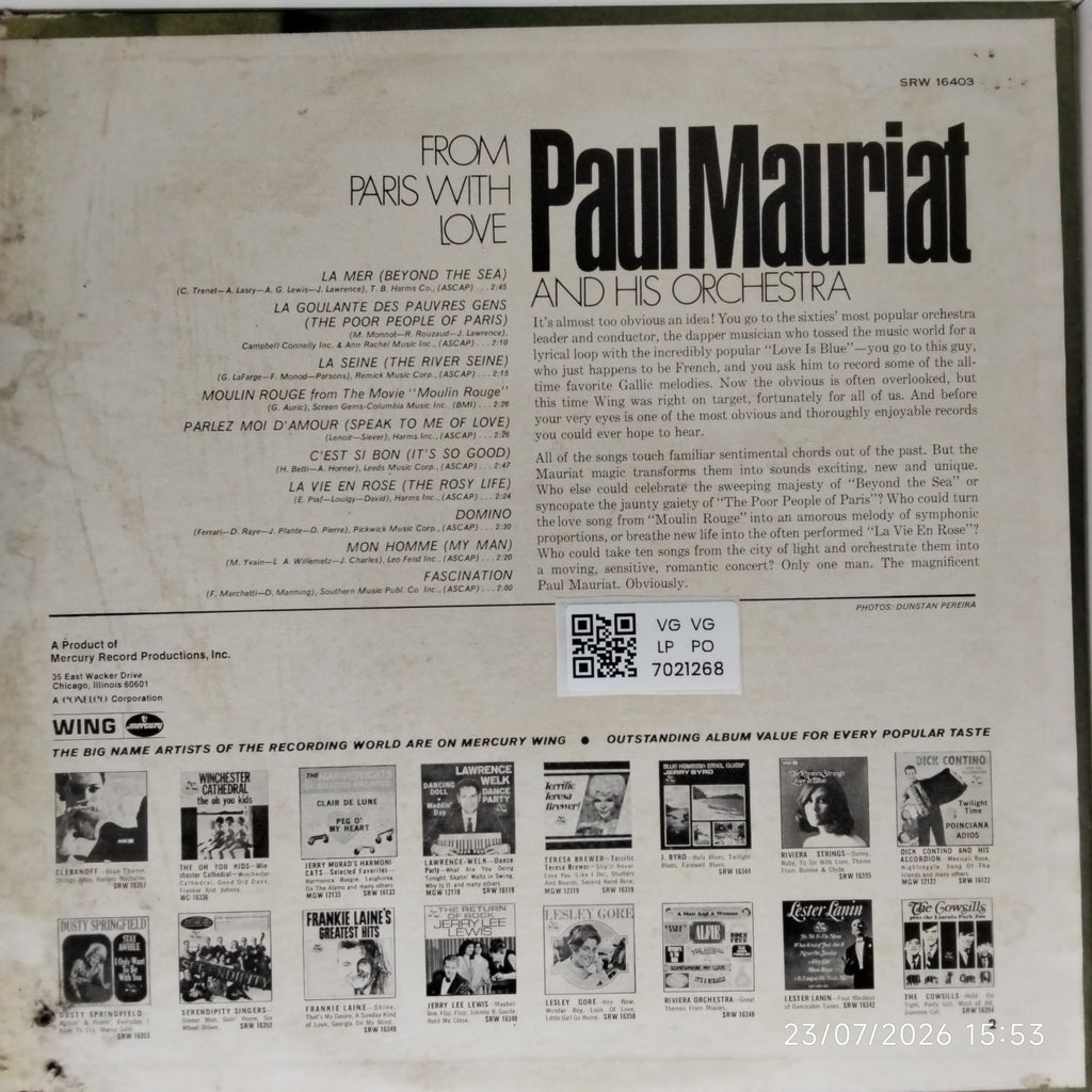 Paul Mauriat - From Paris with Love (Vinyl)