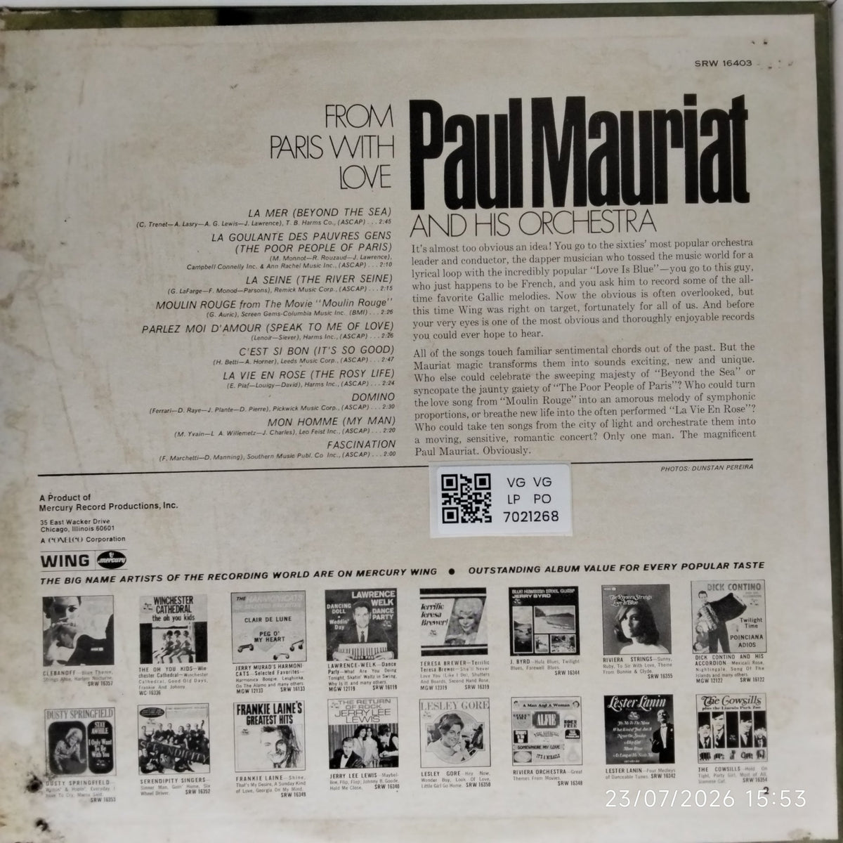 Paul Mauriat - From Paris with Love (Vinyl)