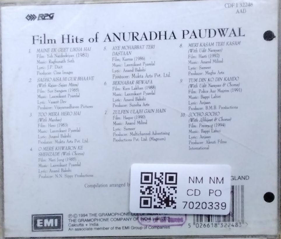 Anuradha Paudwal - Film Hits of Anuradha Paudwal (CD)