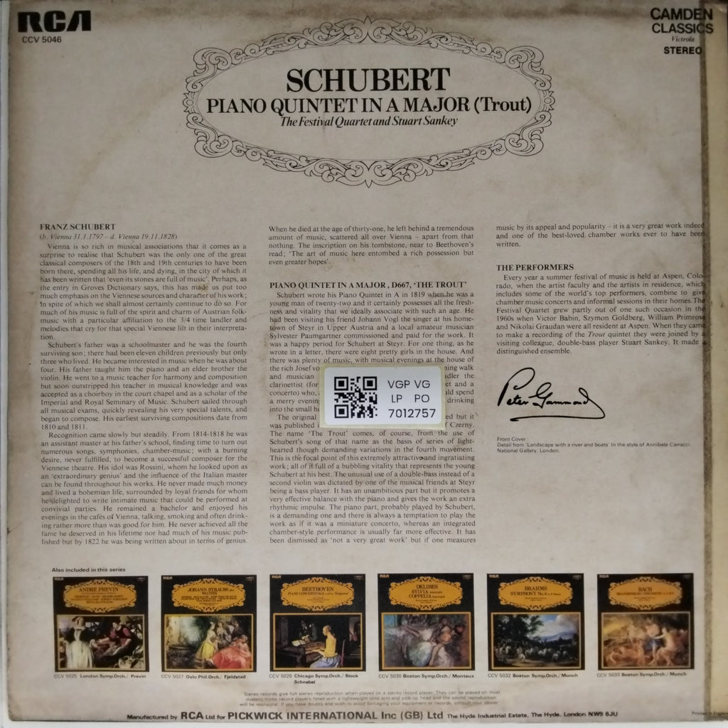 The Festival Quartet, Stuart Sankey - Piano Quintet in A Major (Trout) (Vinyl)