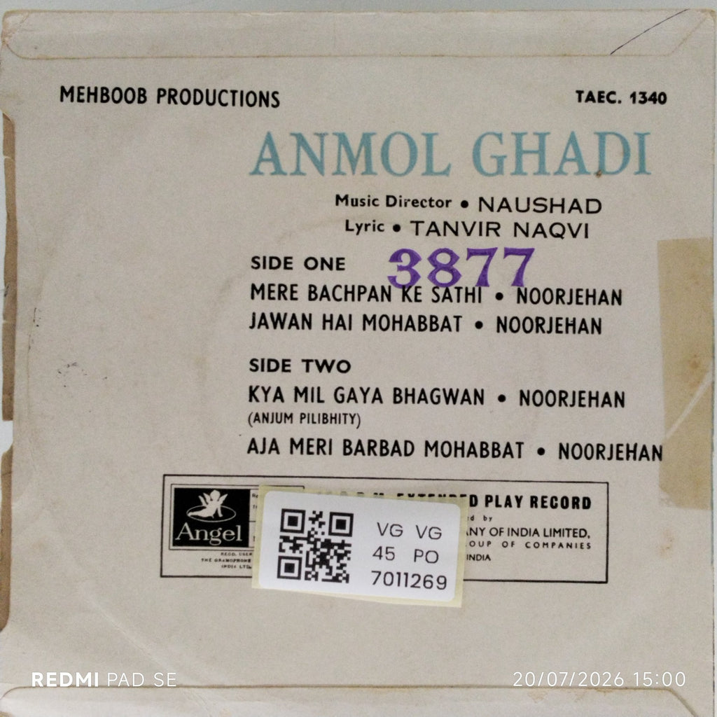 Naushad - Anmol Ghadi (45-RPM)