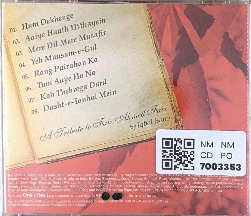 Iqbal Bano - A Tribute to Faiz Ahmed Faiz (CD)