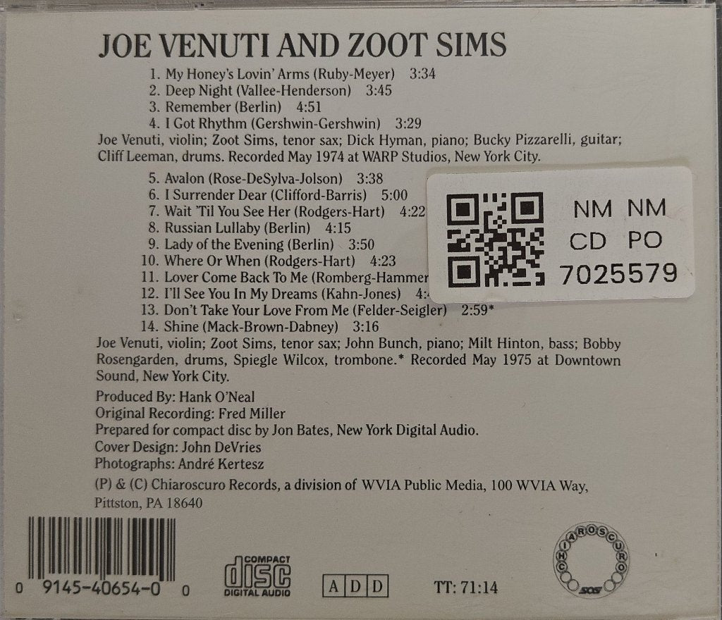 Joe Venuti, Zoot Sims - Joe Venuti and Zoot Sims (CD)