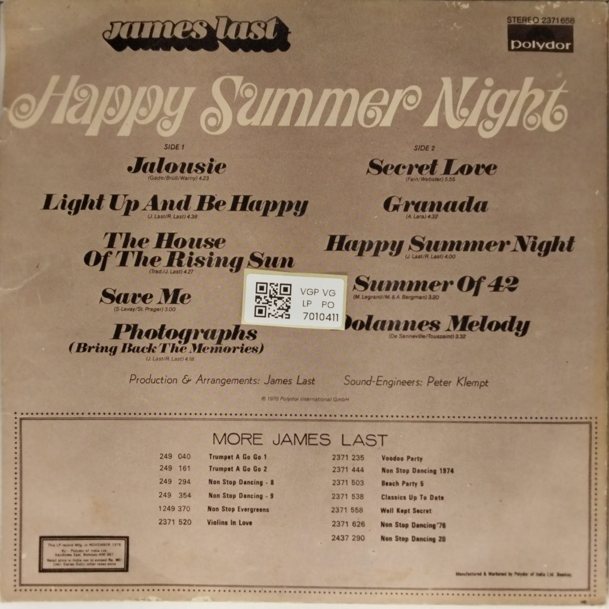 James Last - Happy Summer Night (Vinyl)