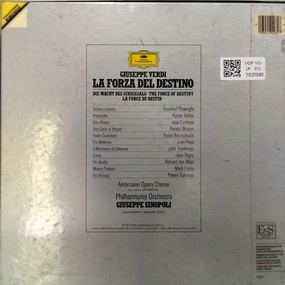 Giuseppe Verdi, Giuseppe Sinopoli - La Forza Del Destino (Vinyl) (3)