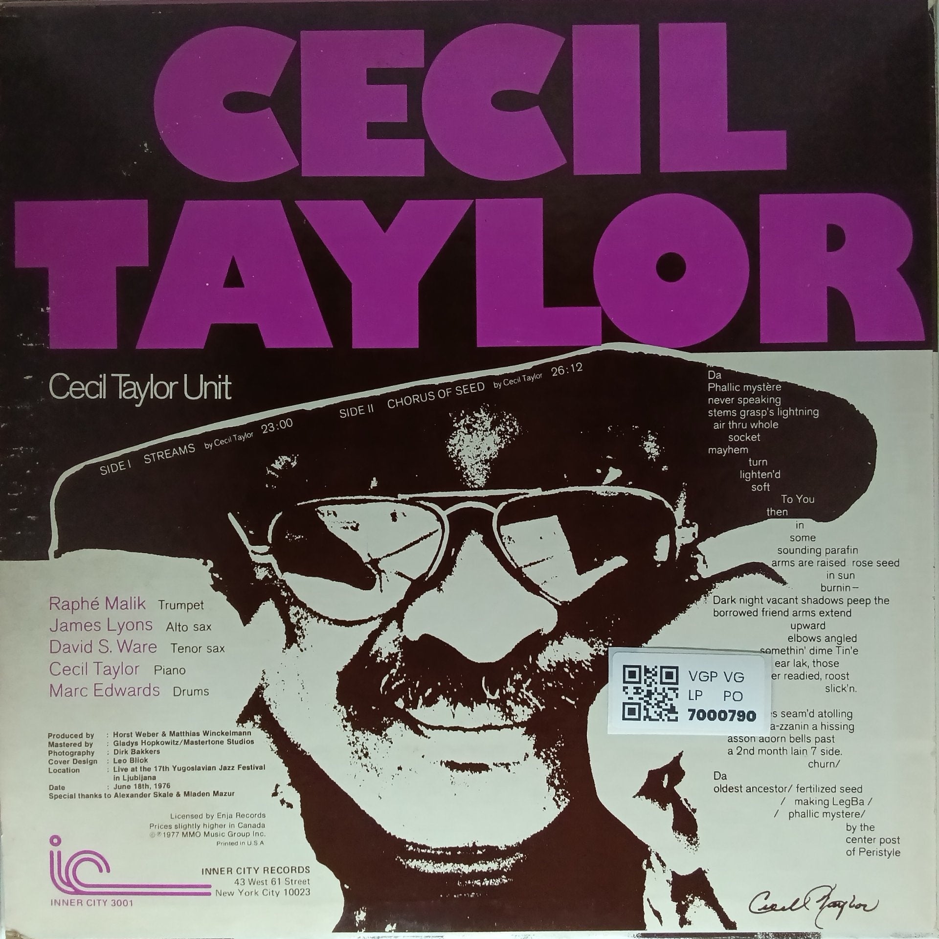 Cecil Taylor Unit - Dark to Themselves (Vinyl)