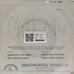 Saigal - Jiwan Been Madhur (45-RPM)