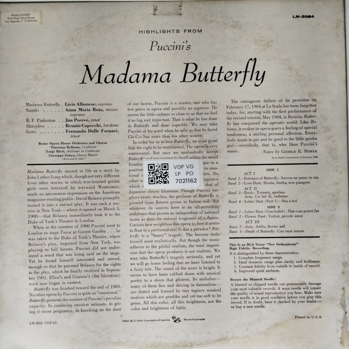 Puccini, Rome Opera House Orchestra and Chorus - Madama Butterfly - Highlights (Vinyl)