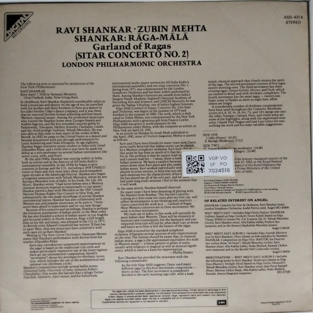 Ravi Shankar, Zubin Mehta - Shankar: Raga-Mala (Sitar Concerto No. 2) (Vinyl)