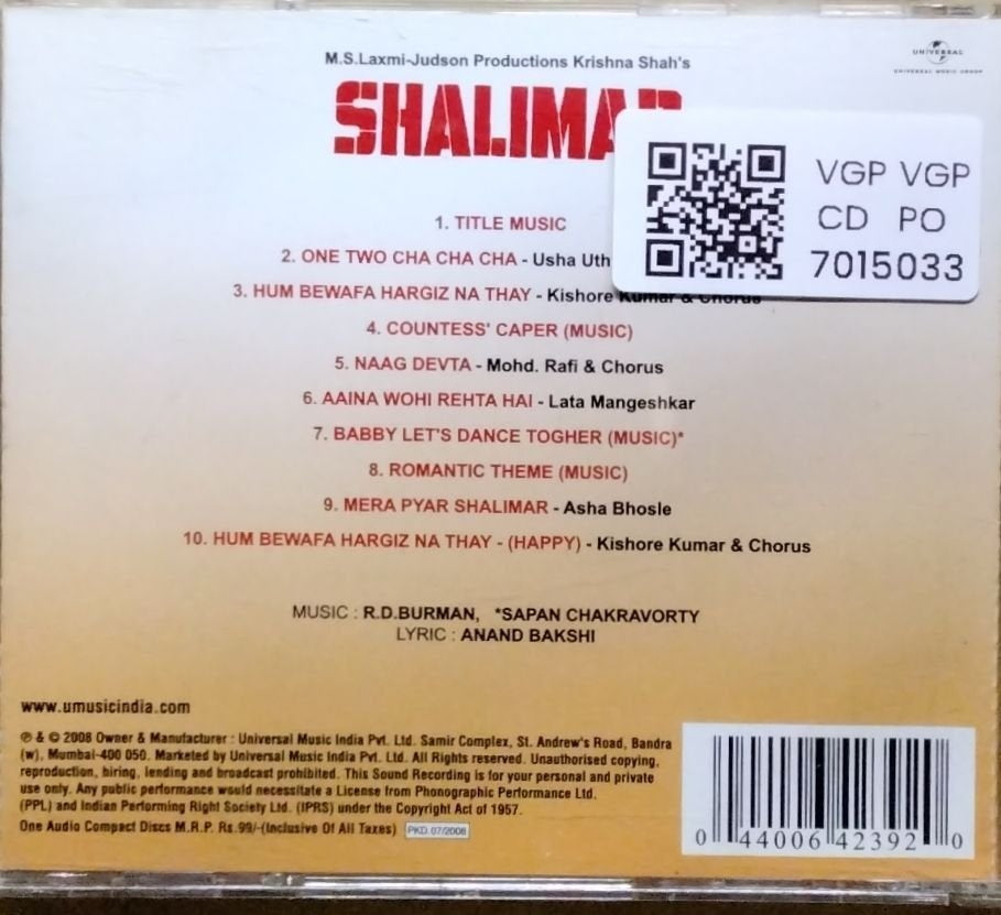 R.D. Burman, Sapan Chakravorty - Shalimar (CD)