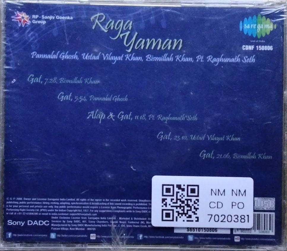 Pannalal Ghosh, Ustad Vilayat Khan, Bismillah Khan, Pt. Raghunath Seth - Raga Yaman (CD)