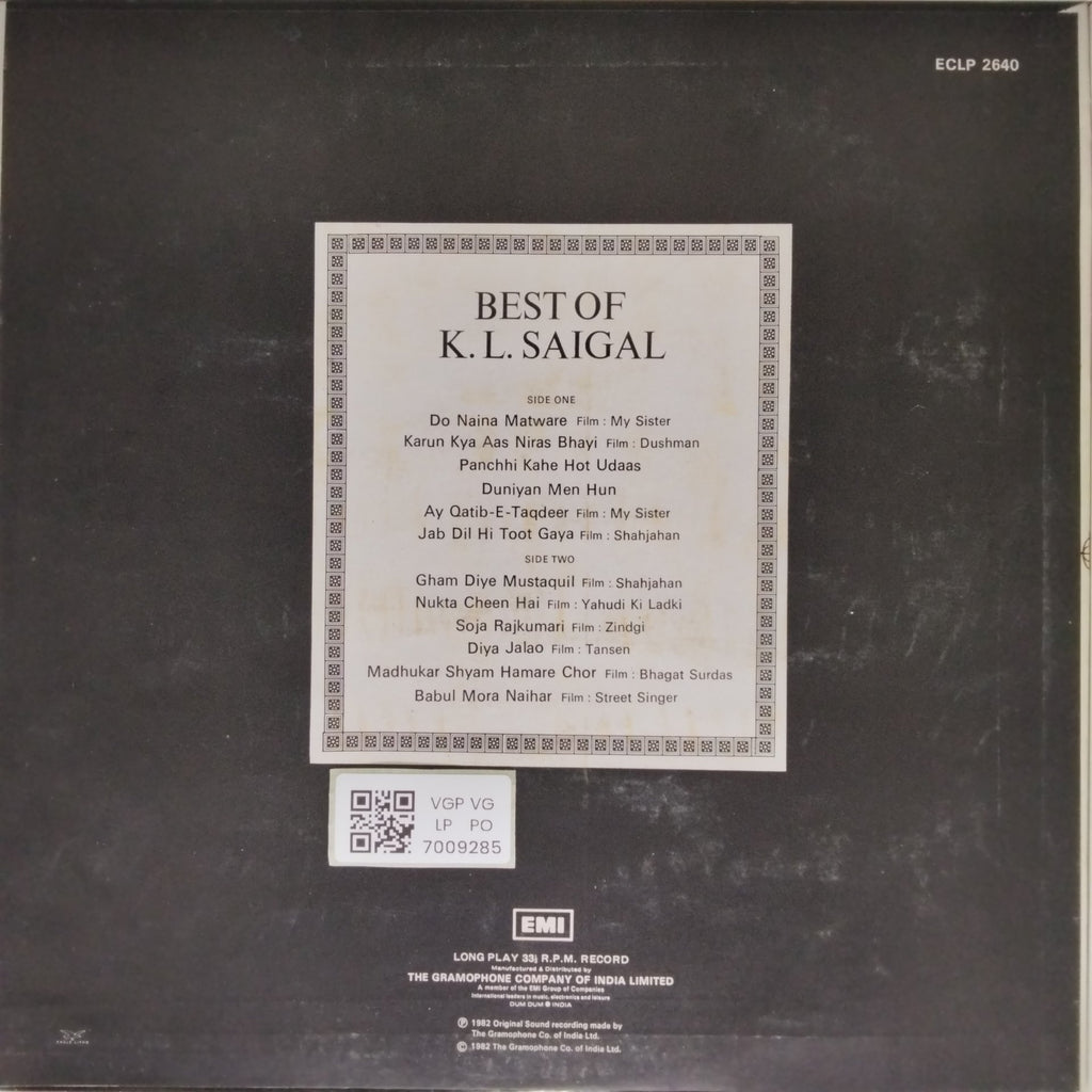 K.L. Saigal - Best of K.L. Saigal (Vinyl)