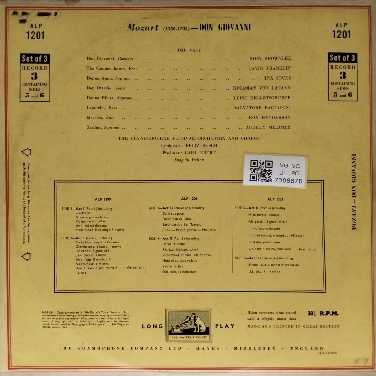 Fritz Busch, The Glyndebourne Festival Orchestra - Don Giovanni (Vinyl)