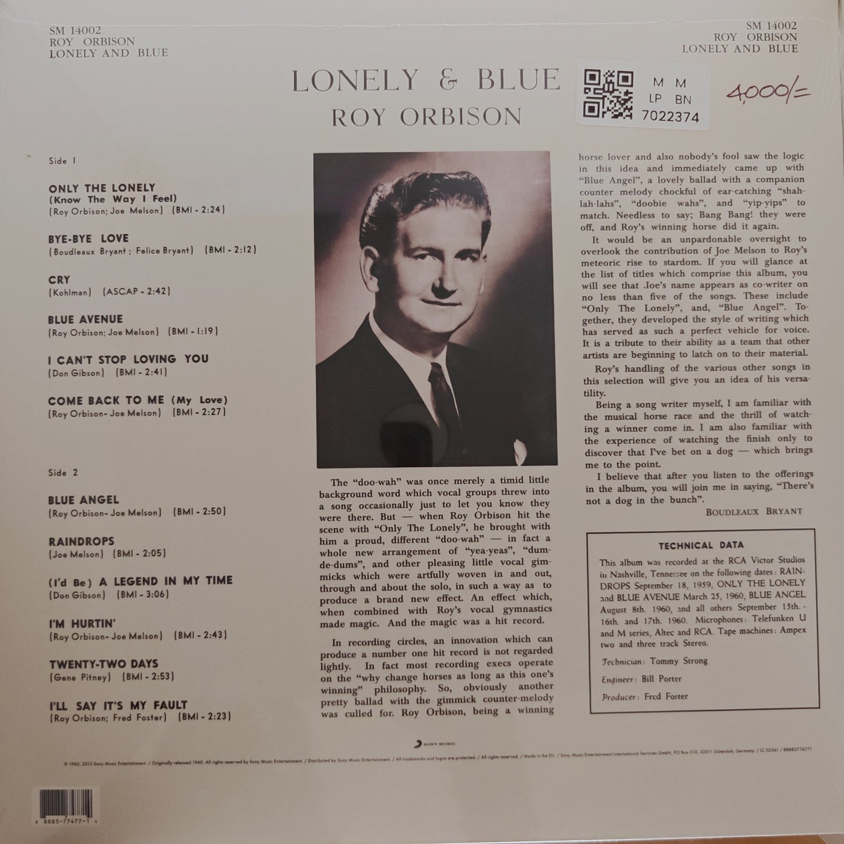 Roy Orbison - Lonely and Blue (Vinyl)
