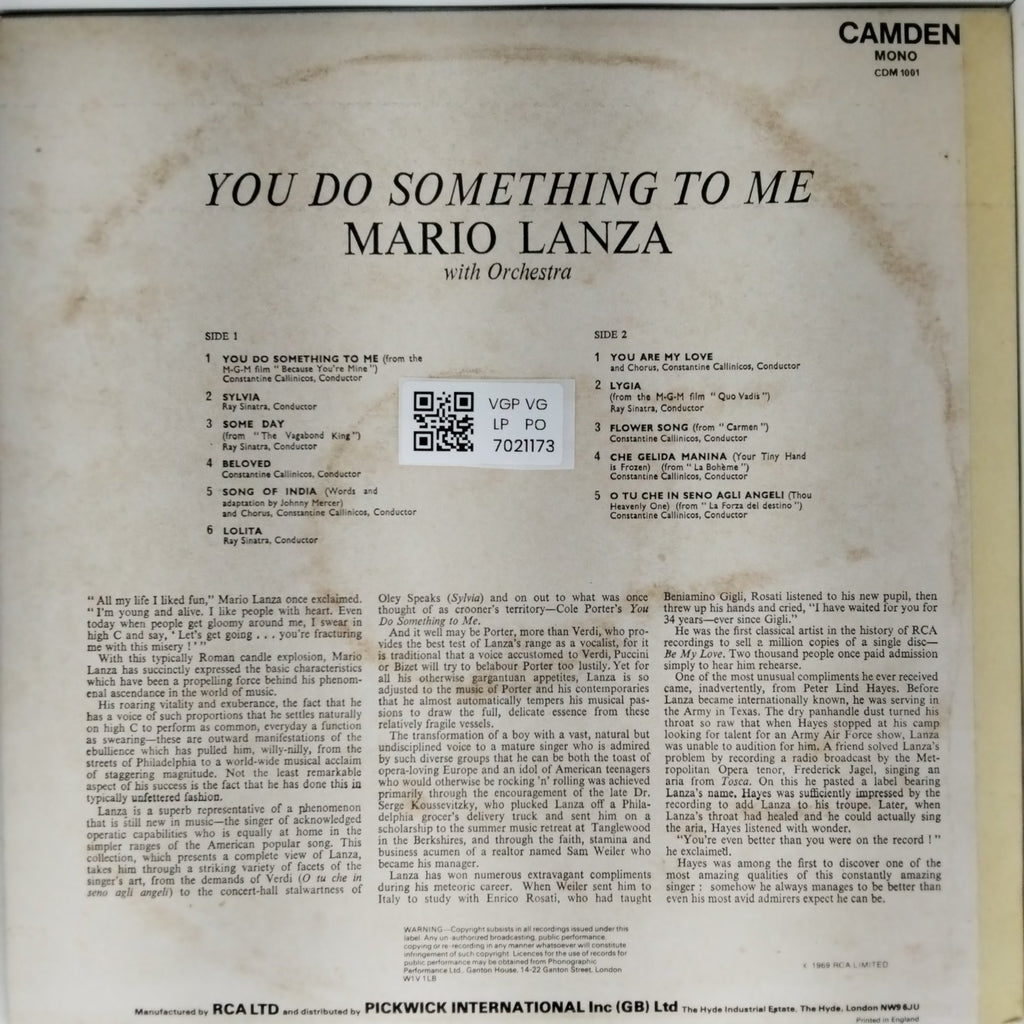 Mario Lanza - You Do Something To Me (Vinyl)