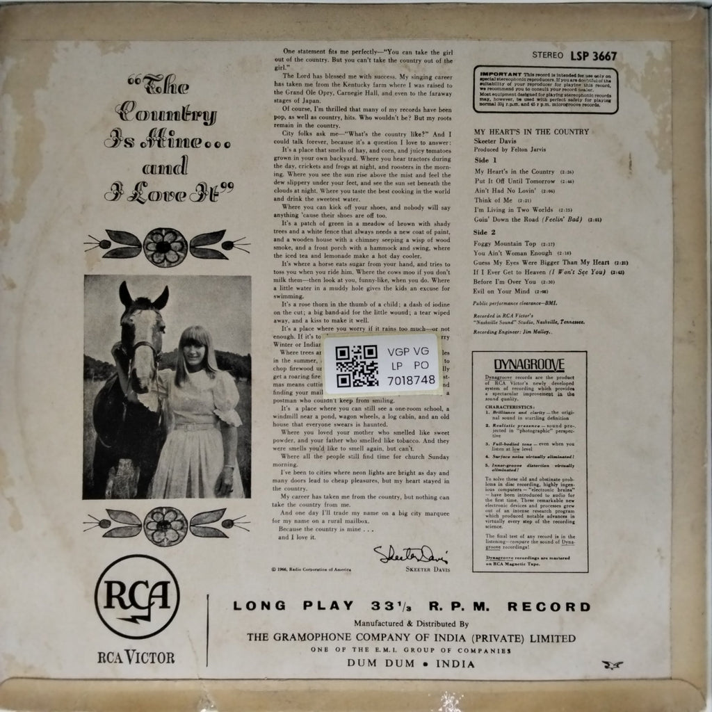 Skeeter Davis - My Heart's in the Country (Vinyl)