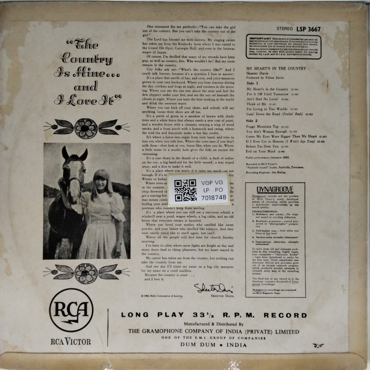 Skeeter Davis - My Heart's in the Country (Vinyl)