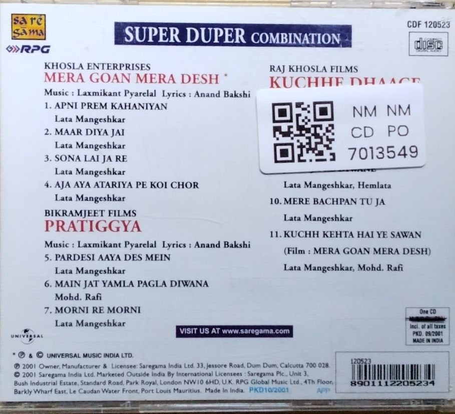 Laxmikant Pyarelal - Mera Gaon Mera Desh, Pratiggya, Kuchhe Dhaage (CD)