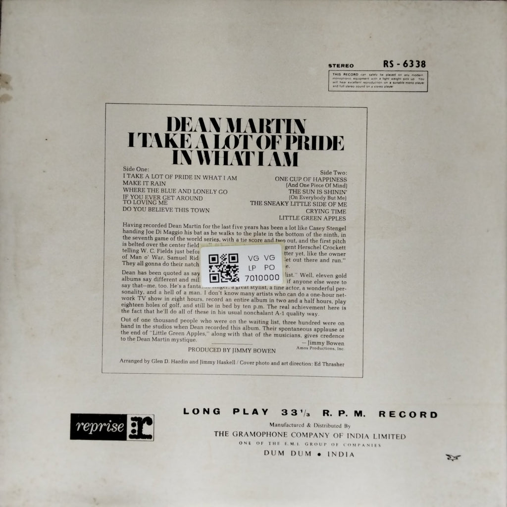 Dean Martin - I Take a Lot of Pride in What I Am (Vinyl)