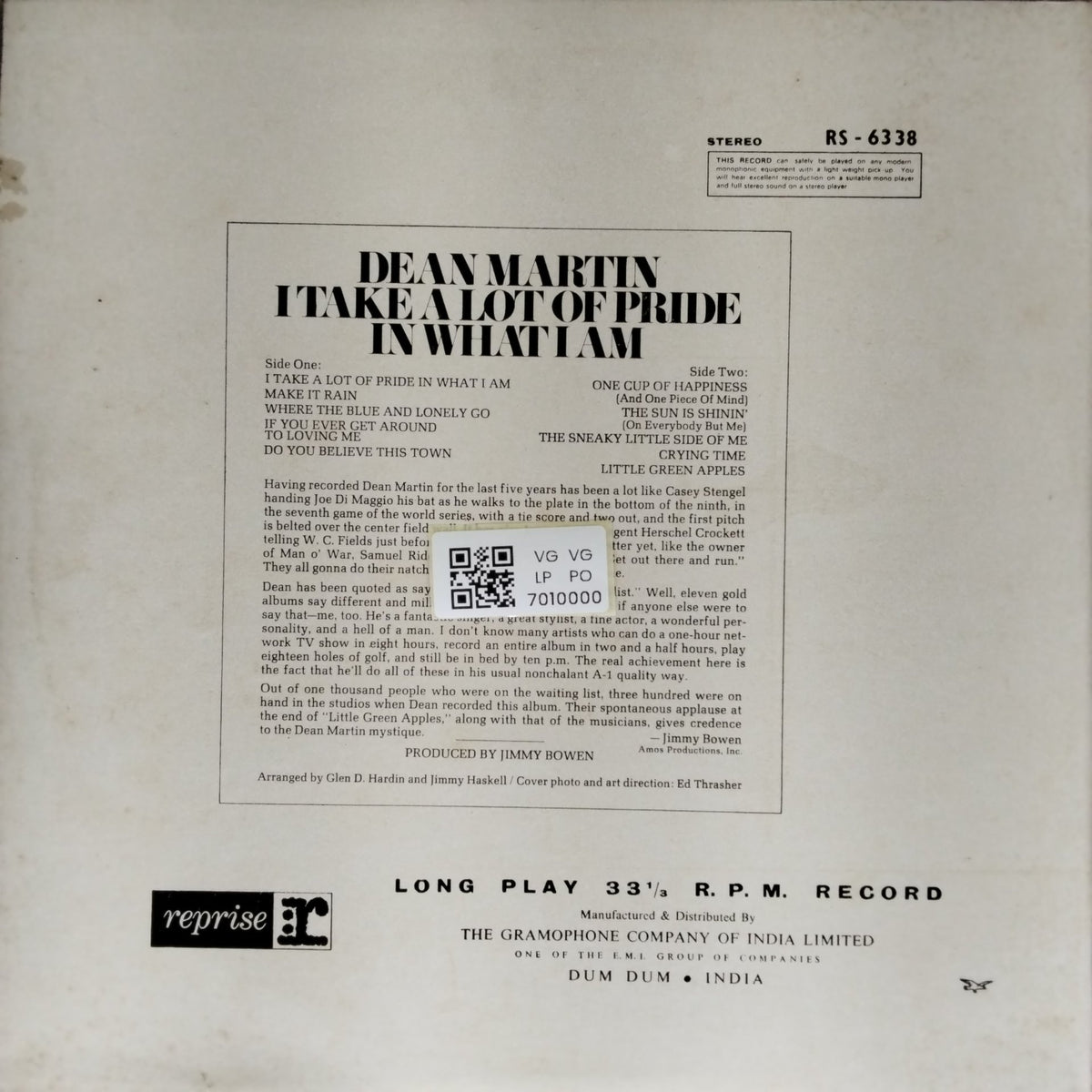 Dean Martin - I Take a Lot of Pride in What I Am (Vinyl)